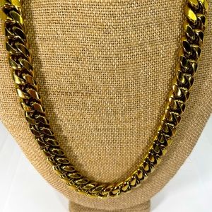 14K Marked Yellow Gold Cuban Chain Link Necklace Vintage 232 Grams 23”